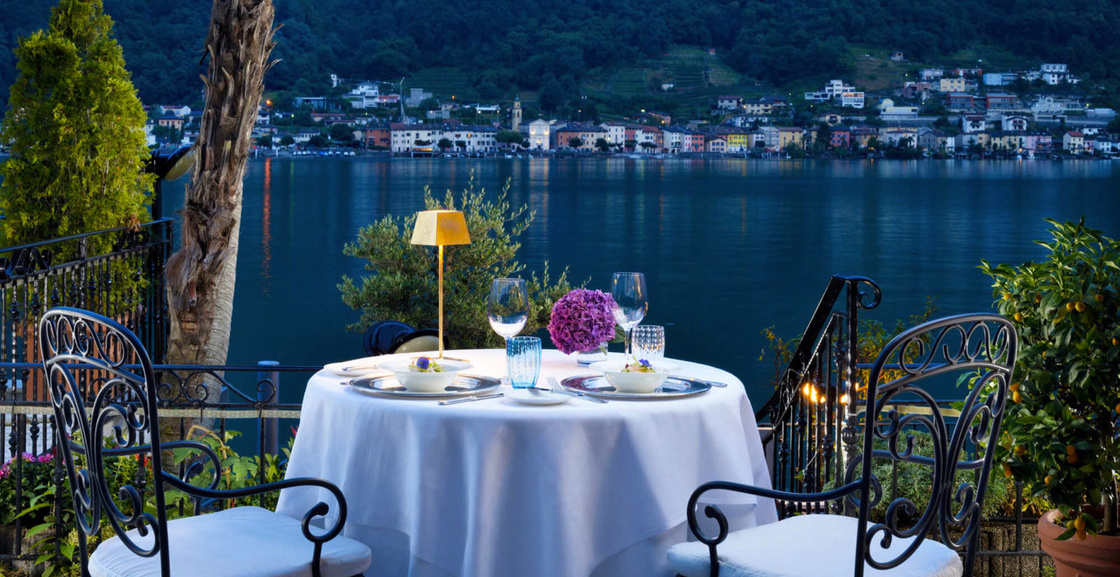 Private terrace dinner above Lake Lugano